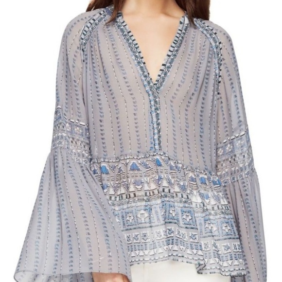 NWOT BCBG Maxazria Kaley Scarf Print Peasant Top - Picture 1 of 5
